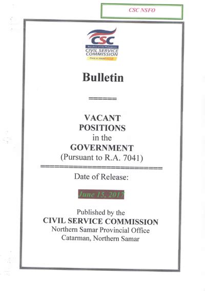 cscweebly|March 2024 Bulletin of Vacant Position .